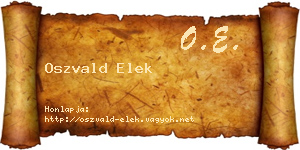 Oszvald Elek névjegykártya